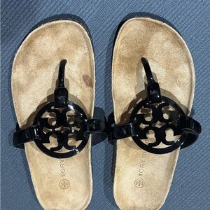 Tory Burch Miller Cloud Black and Tan Sandals